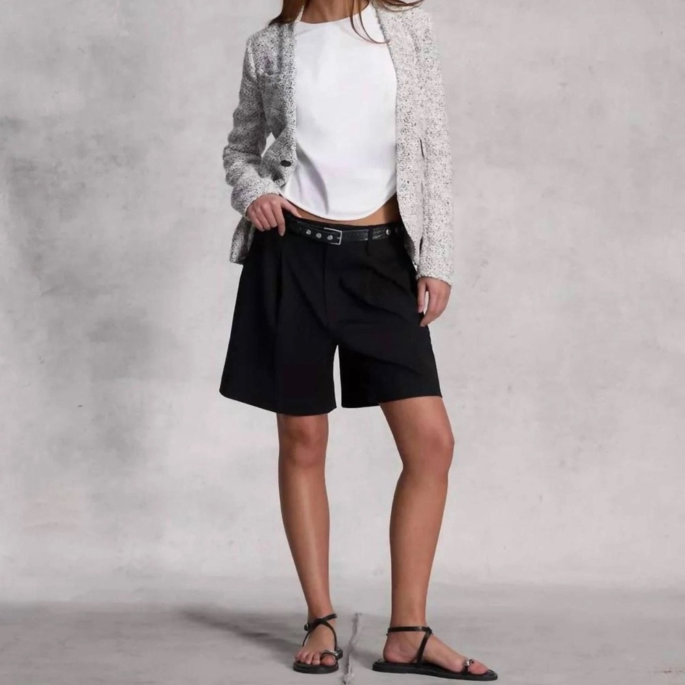 rag & bone Irina Wool Blend Tailored Shorts Black size 2 NWT $298